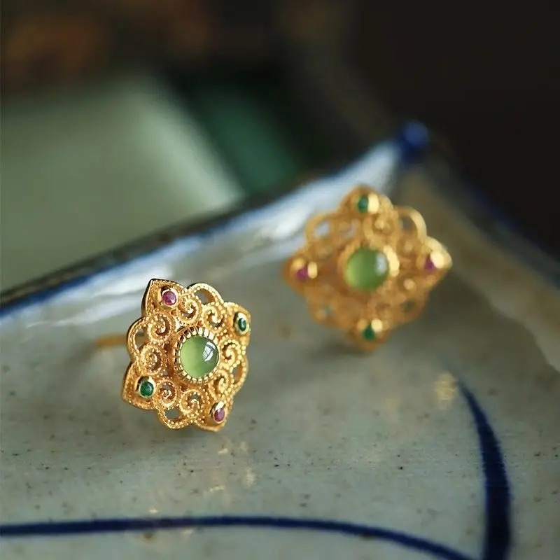 Vintage Fashion Revival - ‌Modern Chinese Revival Fire-Gilded Earrings Imperial