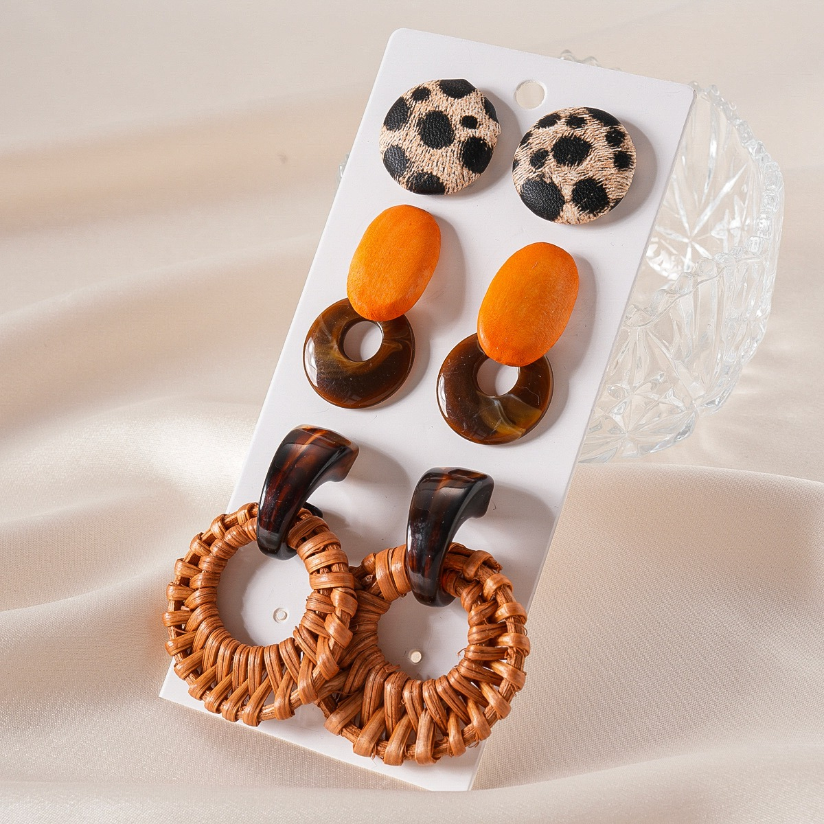 Vintage Fashion Illustrations - 6/10 Pcs Geometric Resin Dangle Earrings