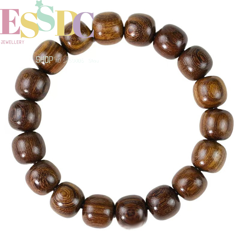 Vintage Fashion Toys - Golden Silk Wood Barrel Beads Bracelet
