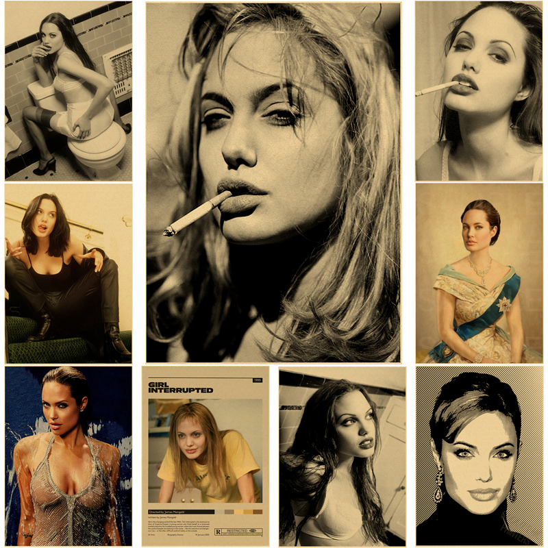 Vintage Fashion Wallpaper - Angelina Jolie Vintage Poster Kraft Paper