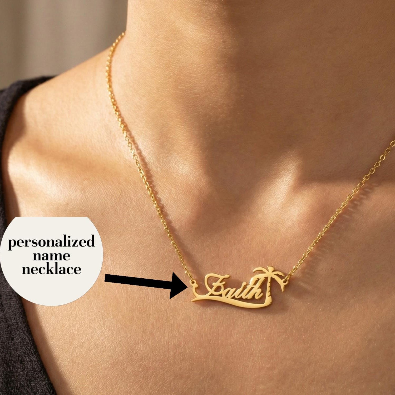 Vintage Fashion Jewelry Necklaces - Custom Palm Tree Name Necklace Personalized