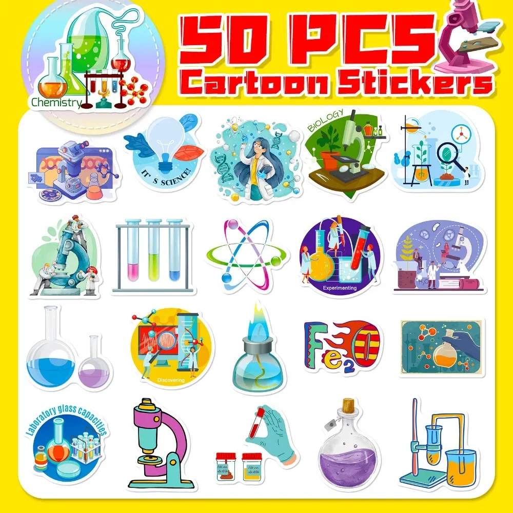 50PCS Cartoon Science Lab Stic - Vintage Fashion Illustrations のレビューと価格