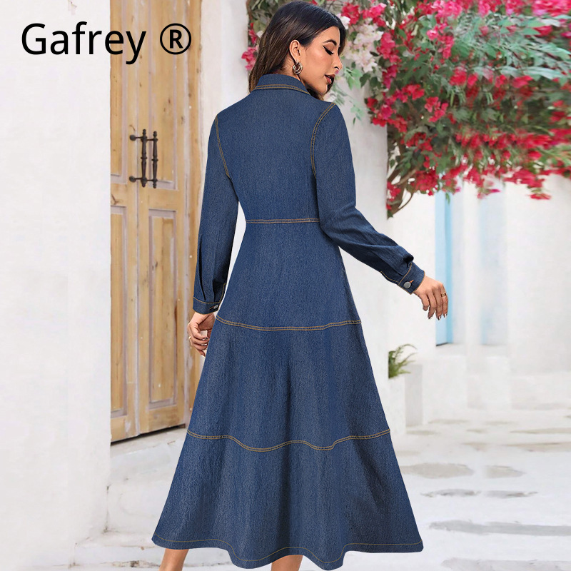 New Fashion Denim Jean Shirt D - Vintage Fashion Women Dresses のレビューと価格