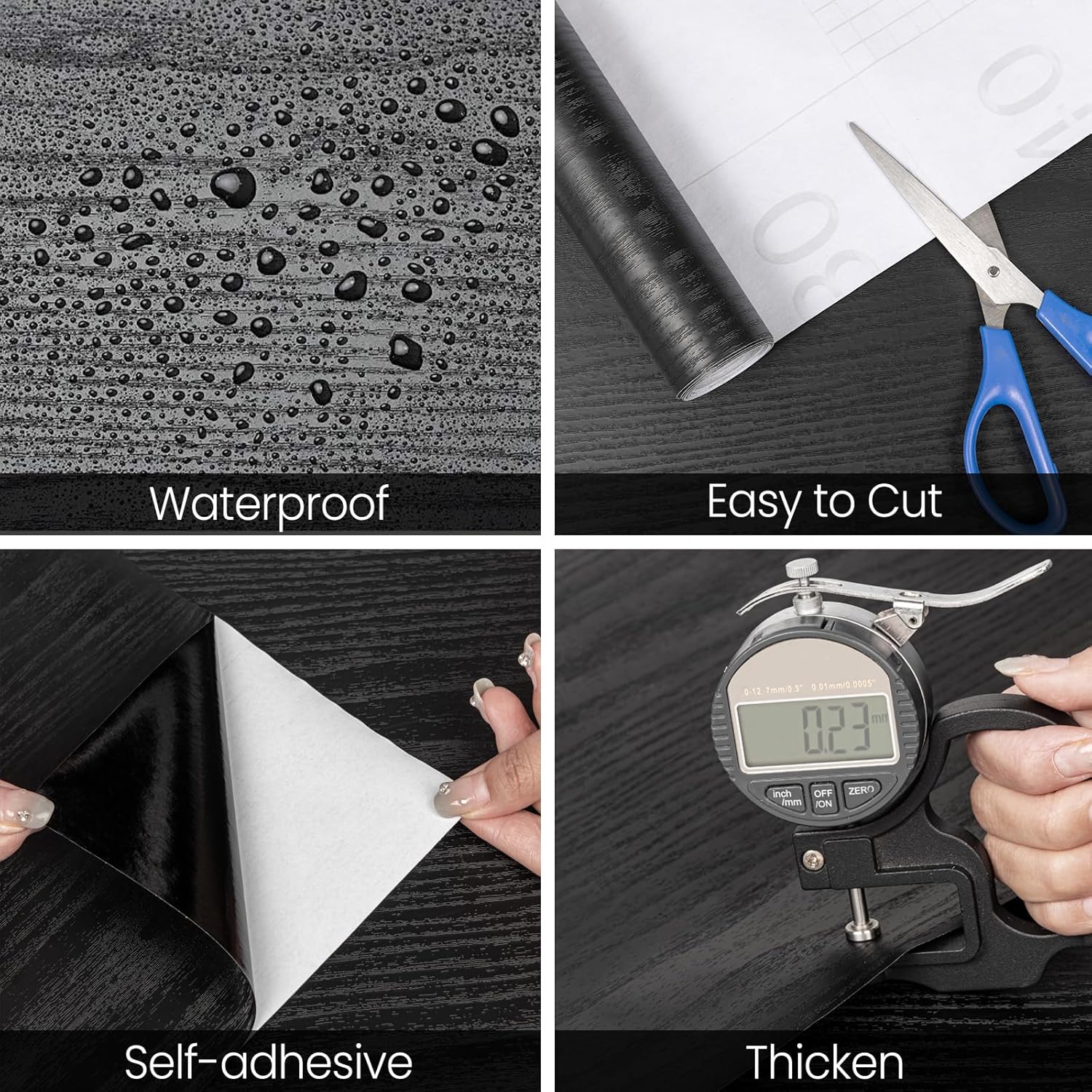 Black wood grain thickening wa - Vintage Fashion Wallpaper のレビューと価格