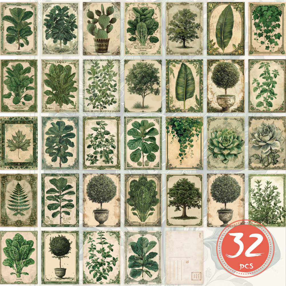 32pcs Vintage Plant Guide Deco - Vintage Fashion Magazines のレビューと価格