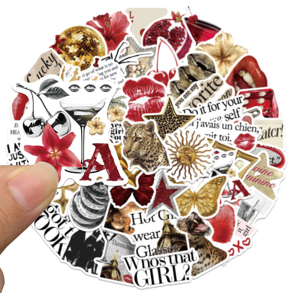 50pcs Gold&Red Retro Leopard P - Vintage Fashion Magazines のレビューと価格