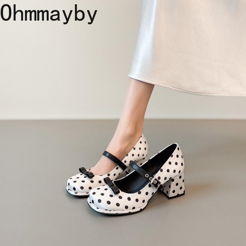 Vintage Thick Heel Polka Dot W - Vintage Fashion Women Dresses のレビューと価格