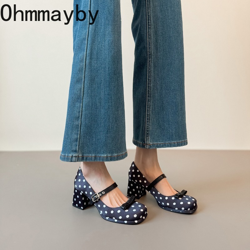 Vintage Thick Heel Polka Dot W - Vintage Fashion Women Dresses のレビューと価格