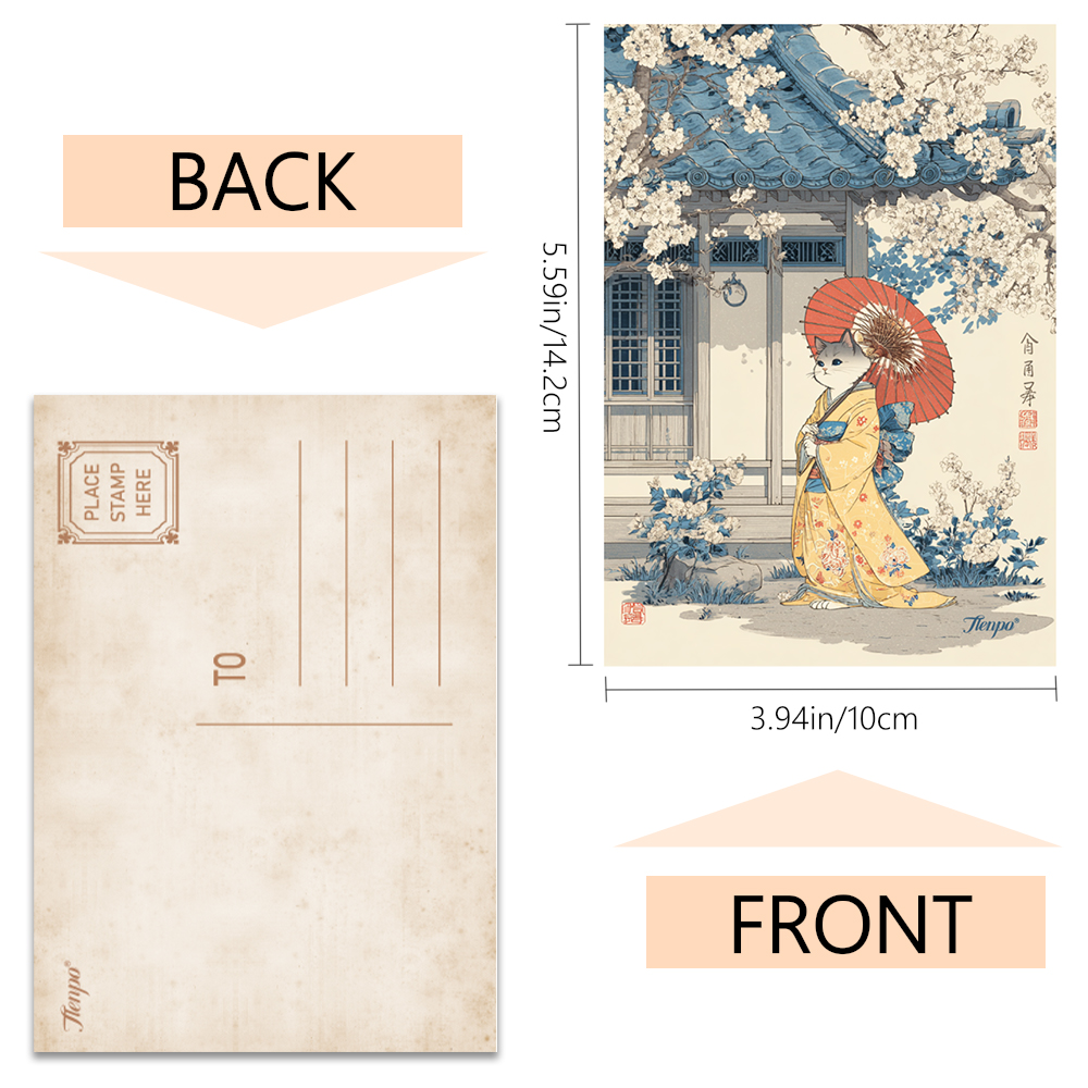 32pcs Ukiyo-E Cat Postcards, C - Vintage Fashion Magazines のレビューと価格