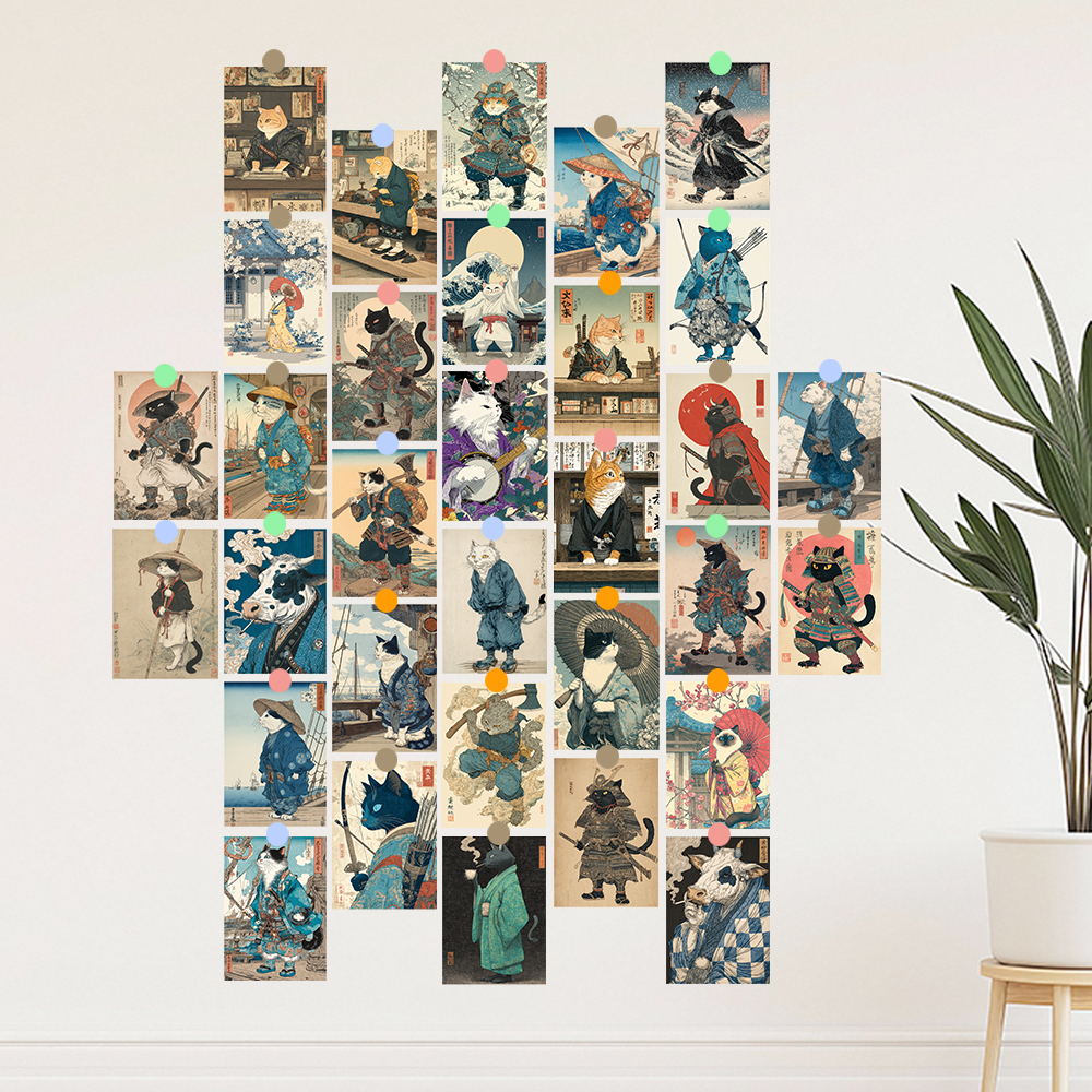 32pcs Ukiyo-E Cat Postcards, C - Vintage Fashion Magazines のレビューと価格