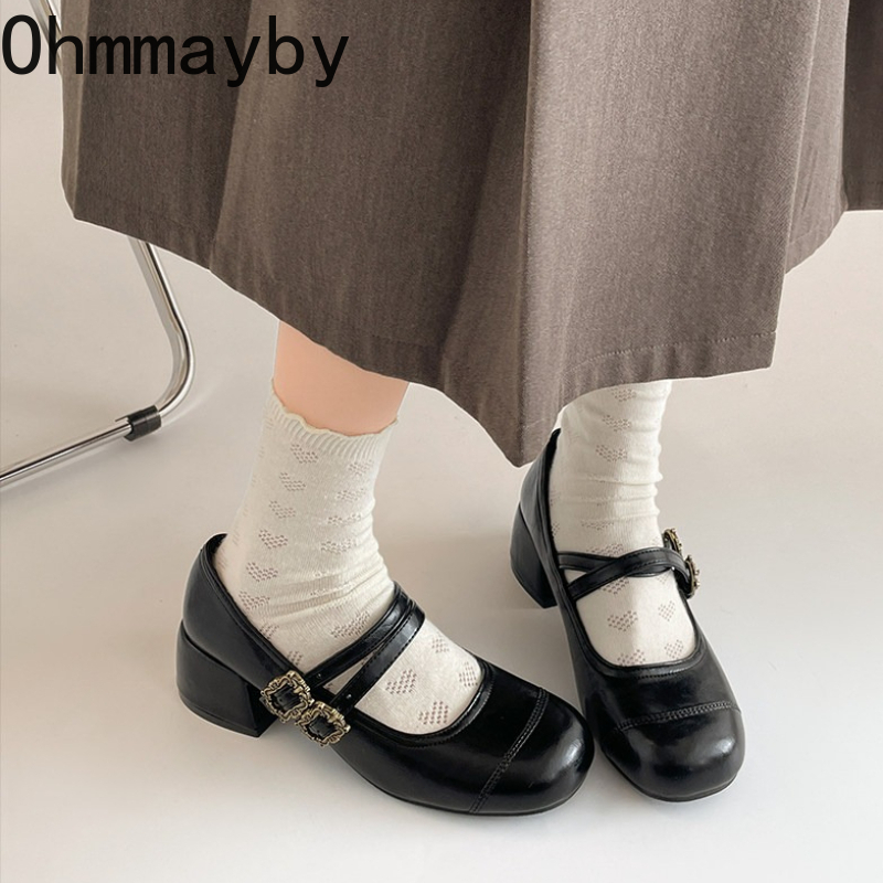 Vintage Thick Heel Women Mary  - Vintage Fashion Fabrics のレビューと価格