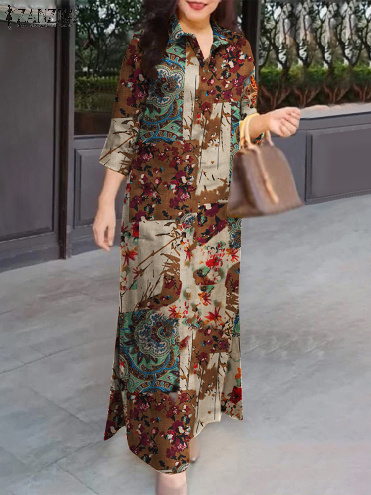 ZANZEA Women Auutmn Dresses Vi - Vintage Fashion Fabrics のレビューと価格