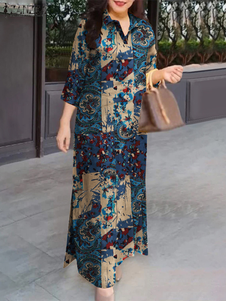 ZANZEA Women Auutmn Dresses Vi - Vintage Fashion Fabrics のレビューと価格