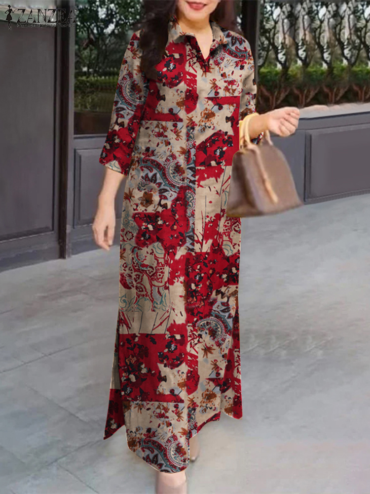 ZANZEA Women Auutmn Dresses Vi - Vintage Fashion Fabrics のレビューと価格