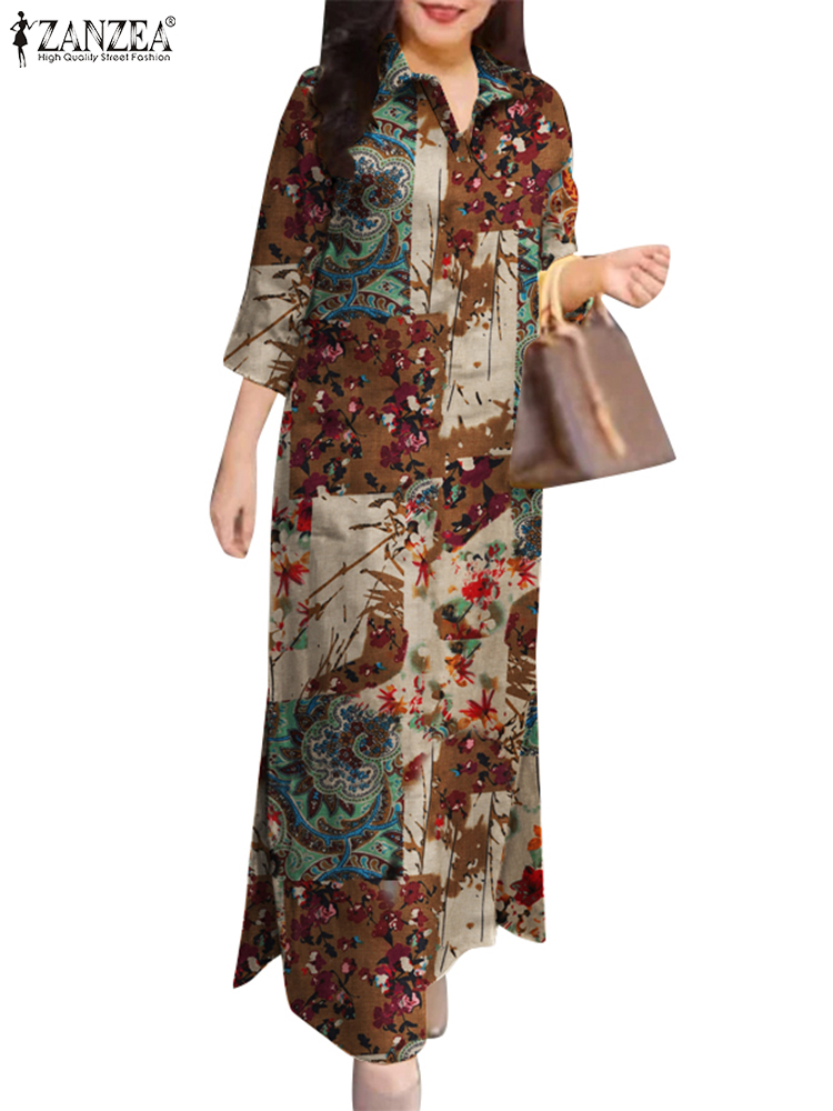 ZANZEA Women Auutmn Dresses Vi - Vintage Fashion Fabrics のレビューと価格