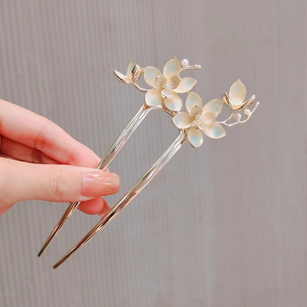 1pc U Shaped Flower Hair Stick - Vintage Fashion Jewelry のレビューと価格