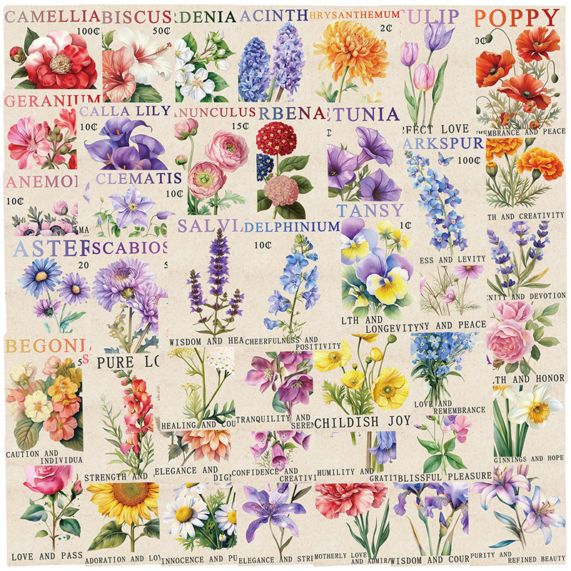 50PCS Vintage Flower Postage S - Vintage Fashion Magazines のレビューと価格
