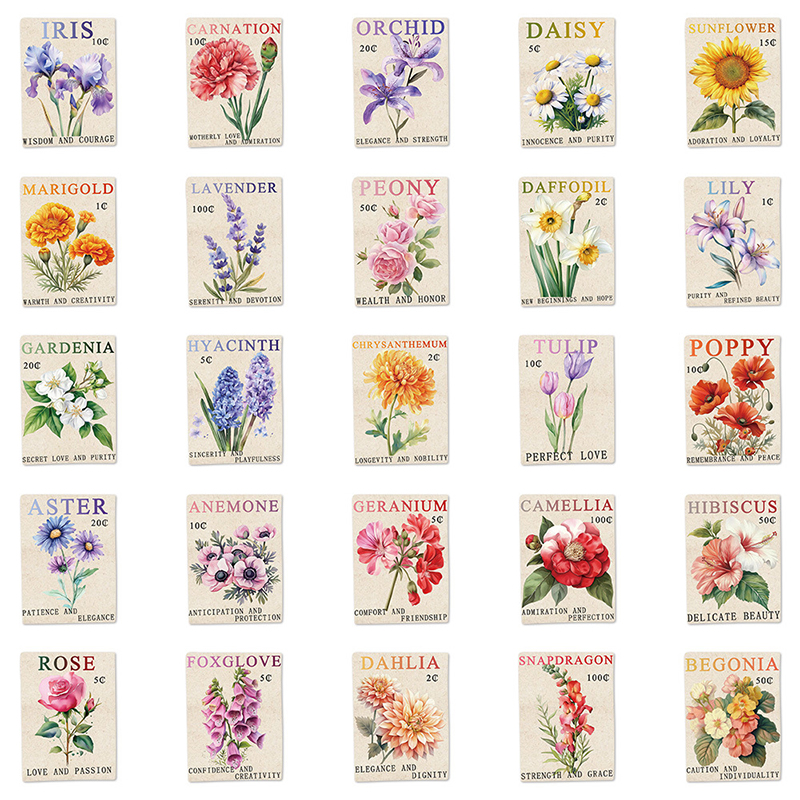 50PCS Vintage Flower Postage S - Vintage Fashion Magazines のレビューと価格