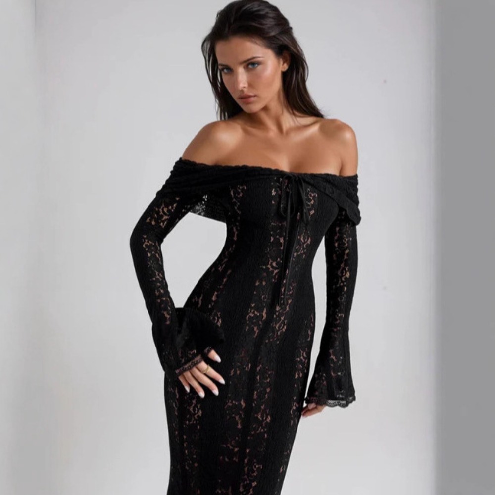 Dress Vintage Hollow Out Flora - Vintage Fashion Women Dresses のレビューと価格