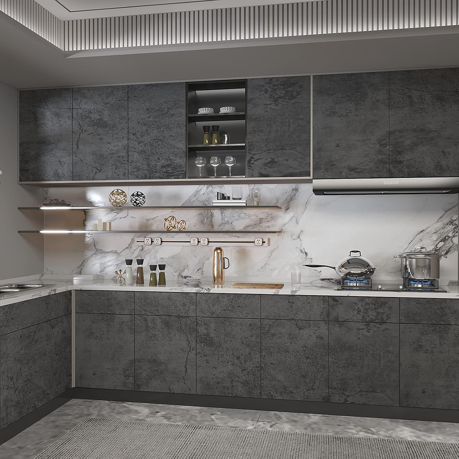 Grey Self-Adhesive Wallpaper 5 - Vintage Fashion Wallpaper のレビューと価格