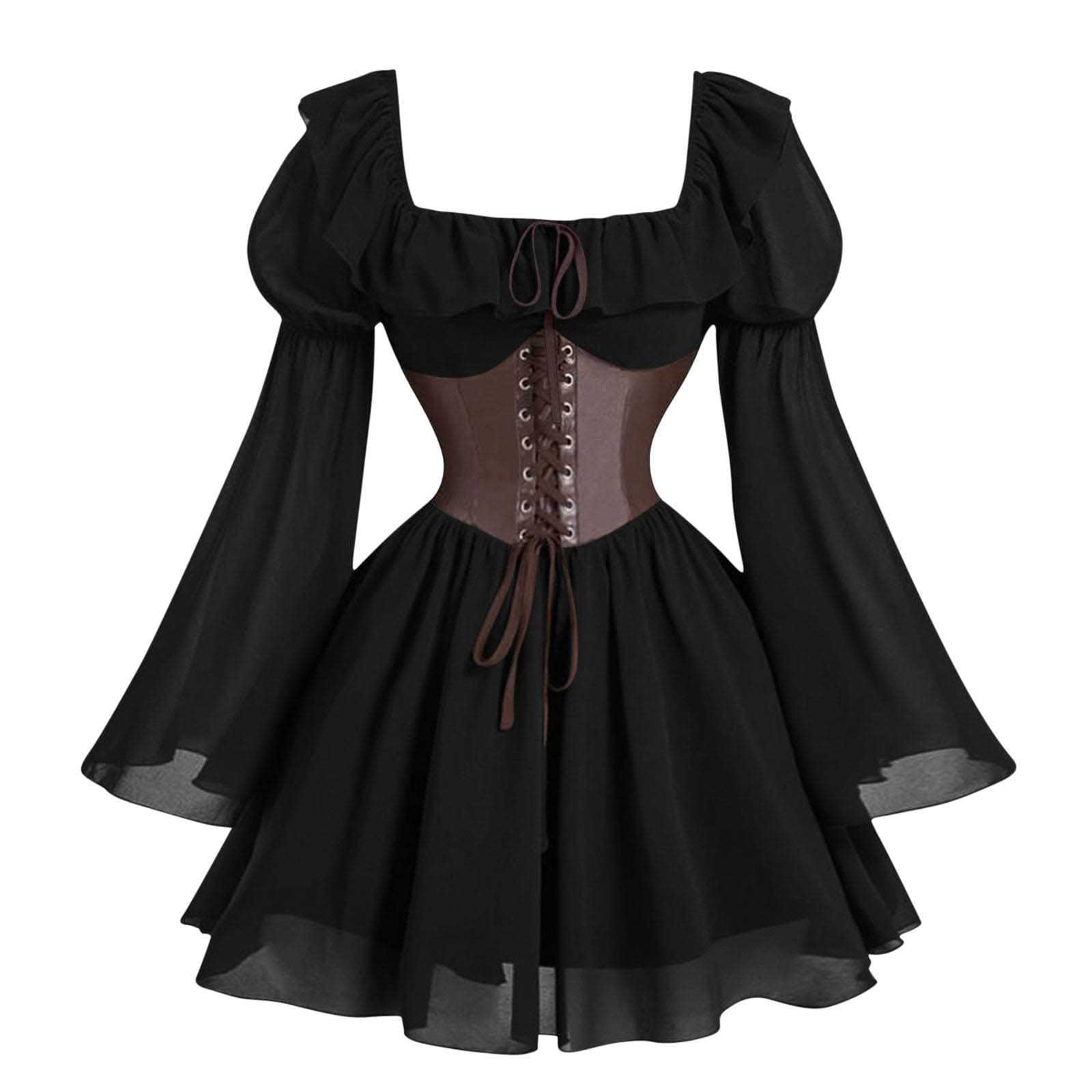 Renaissance Medieval Long Slee - Vintage Fashion Women Dresses のレビューと価格