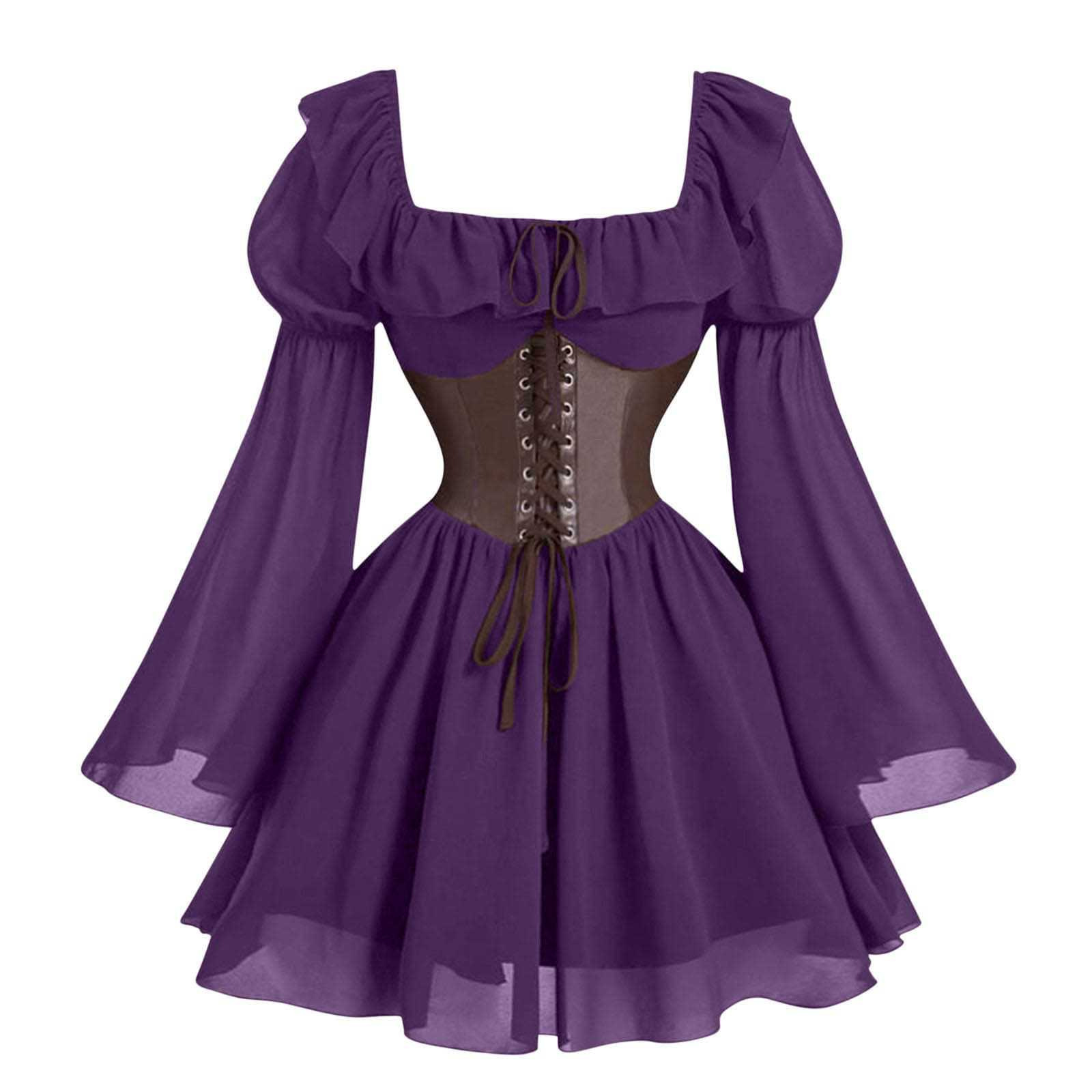 Renaissance Medieval Long Slee - Vintage Fashion Women Dresses のレビューと価格