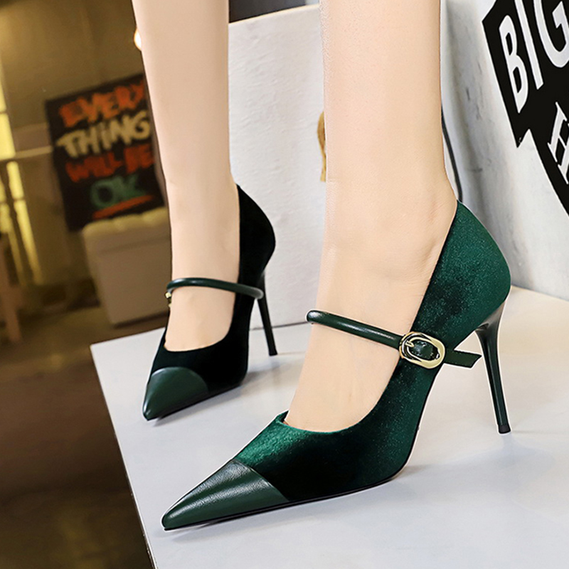 Women Vintage Green Suede 7cm  - Vintage Fashion Women Dresses のレビューと価格