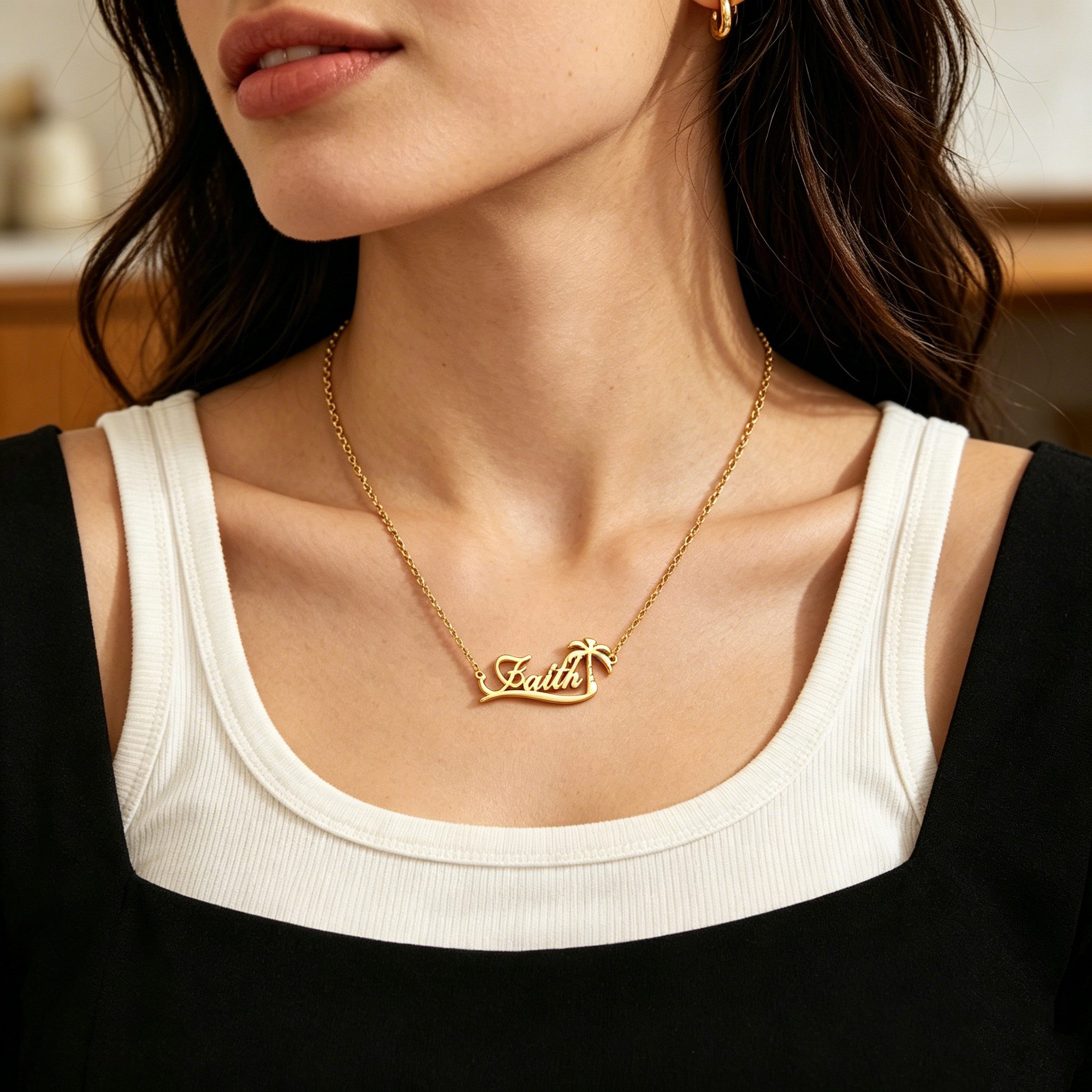 Custom Palm Tree Name Necklace - Vintage Fashion Jewelry Necklaces のレビューと価格