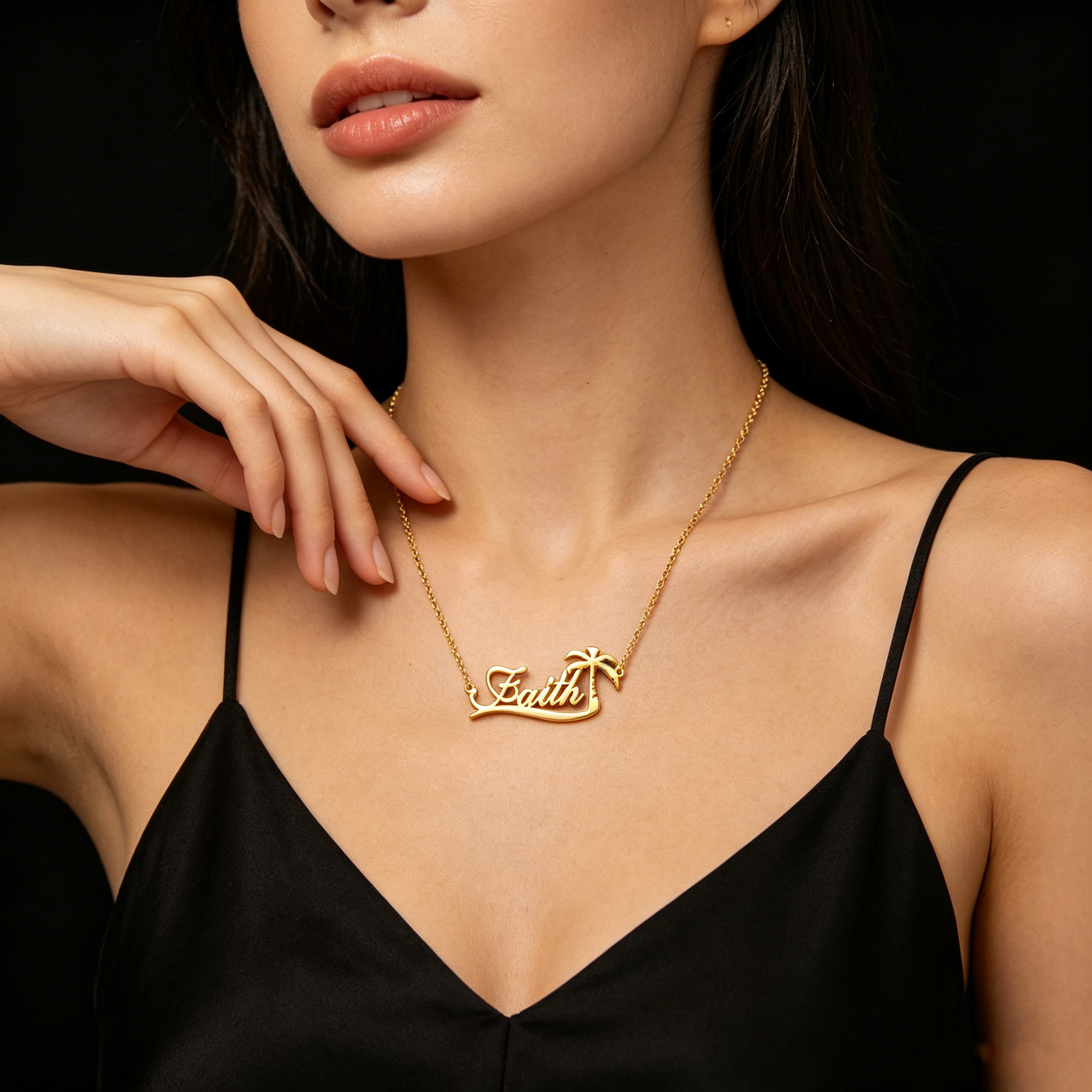 Custom Palm Tree Name Necklace - Vintage Fashion Jewelry Necklaces のレビューと価格