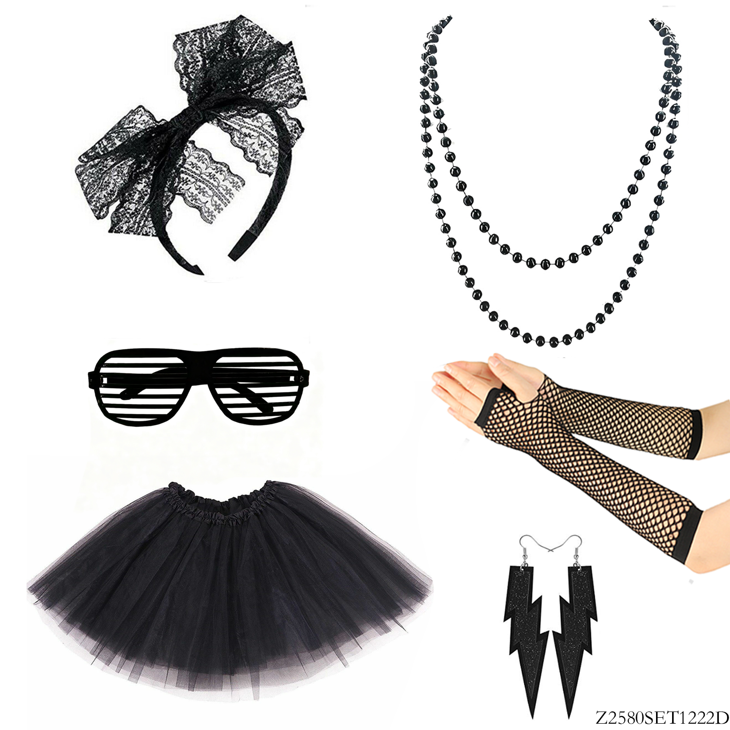 PESENAR Edgy Black 80s 6-Piece - Vintage Fashion Look のレビューと価格
