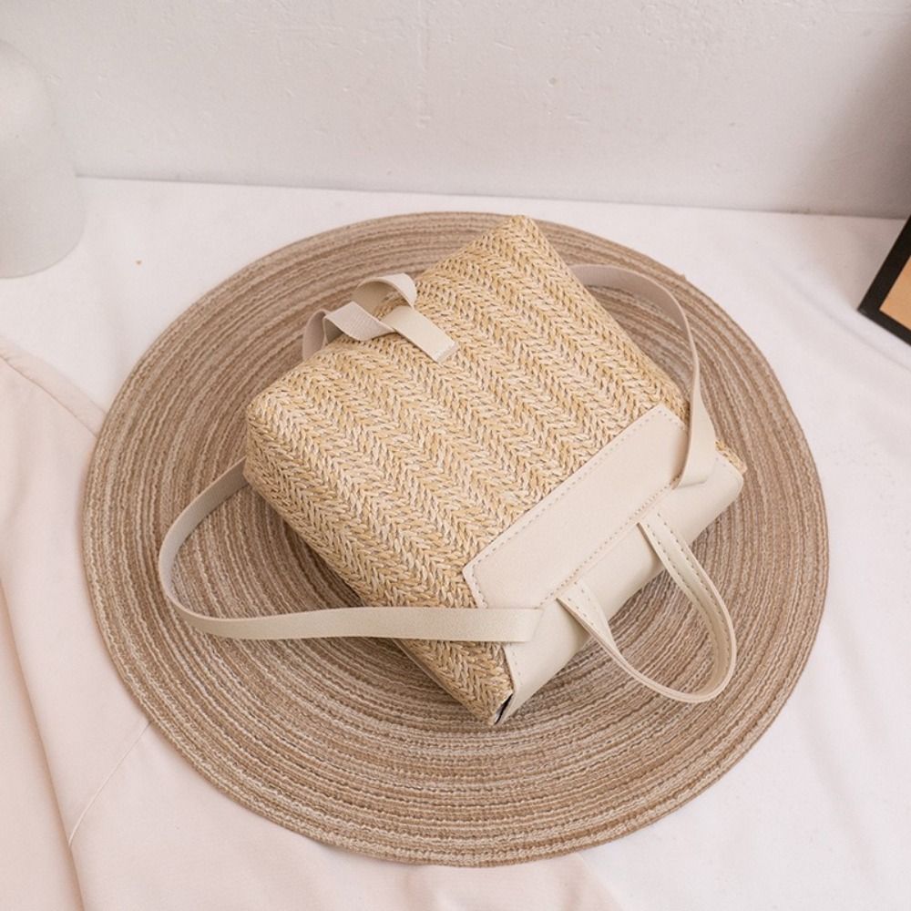 Fashion PU Leather Straw Backp - Vintage Fashion Look のレビューと価格