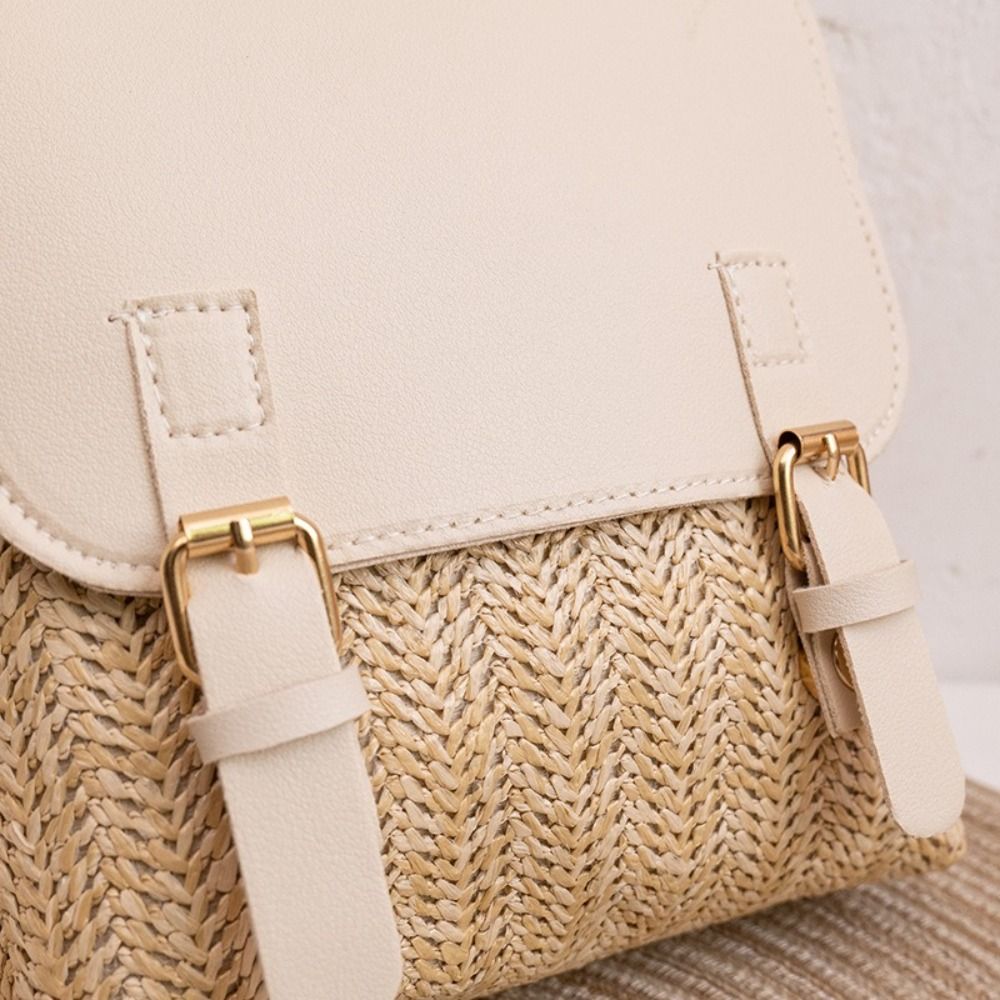 Fashion PU Leather Straw Backp - Vintage Fashion Look のレビューと価格