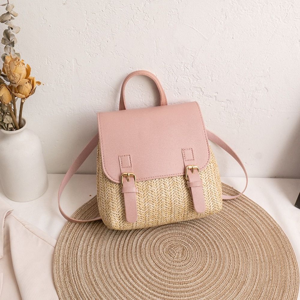 Fashion PU Leather Straw Backp - Vintage Fashion Look のレビューと価格
